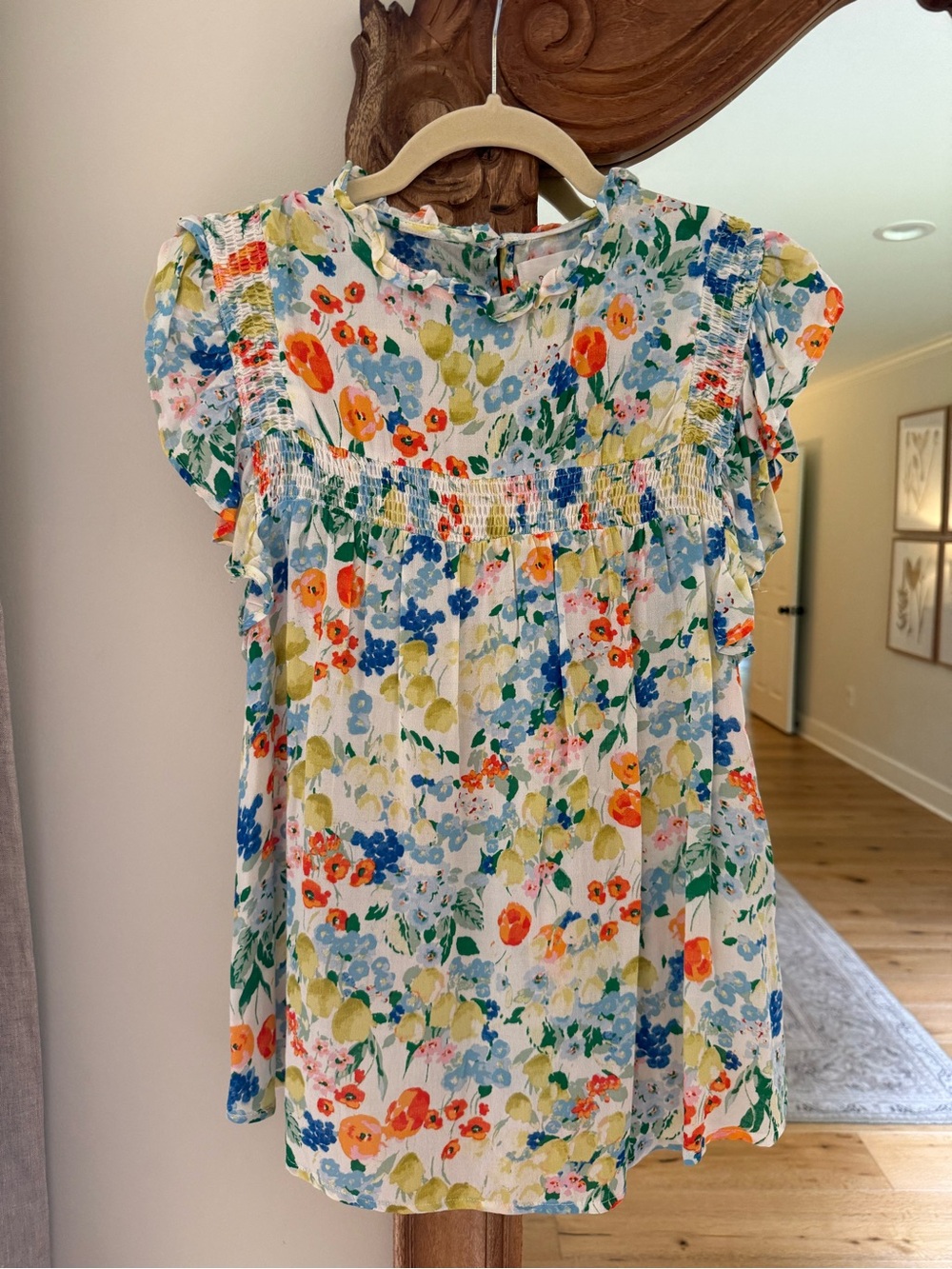 Dear John Women’s Floral Smocked Flutter-Sleeve Dress - White Multi